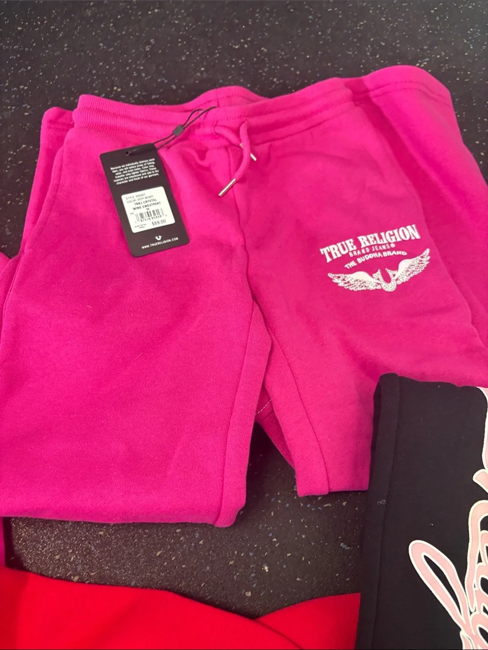 NWT Kids LOT True Religion Kids Girls Bright Pink Red Fleece Jacket & Sweatpant
